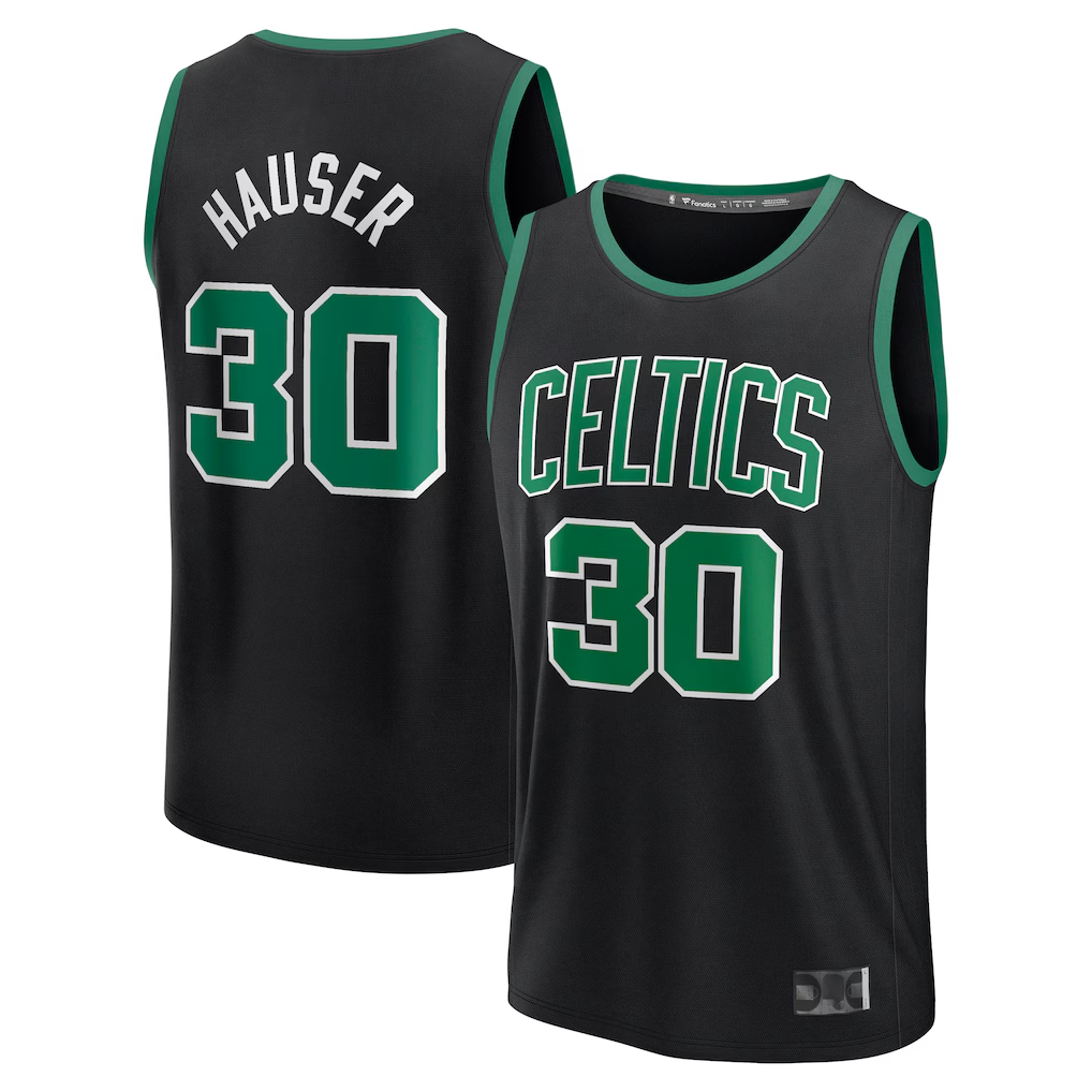 MATTH B.Celtics #30 Sam Hauser Black Fast Break Replica Player Jerseys - Statement Edition