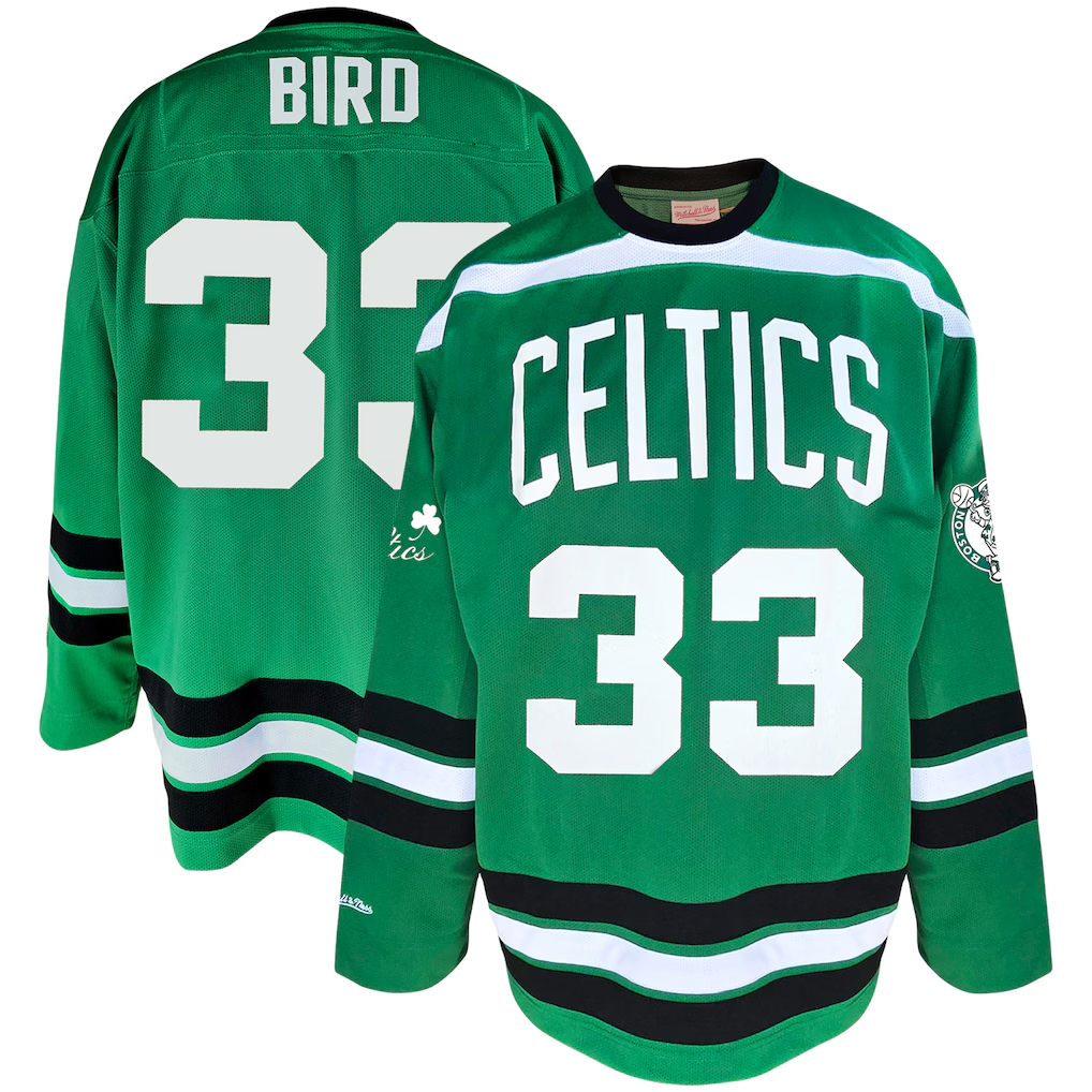 MATTH B.Celtics #33 Larry Bird Mitchell & Ness Kelly Green Big & Tall Hockey Jerseys