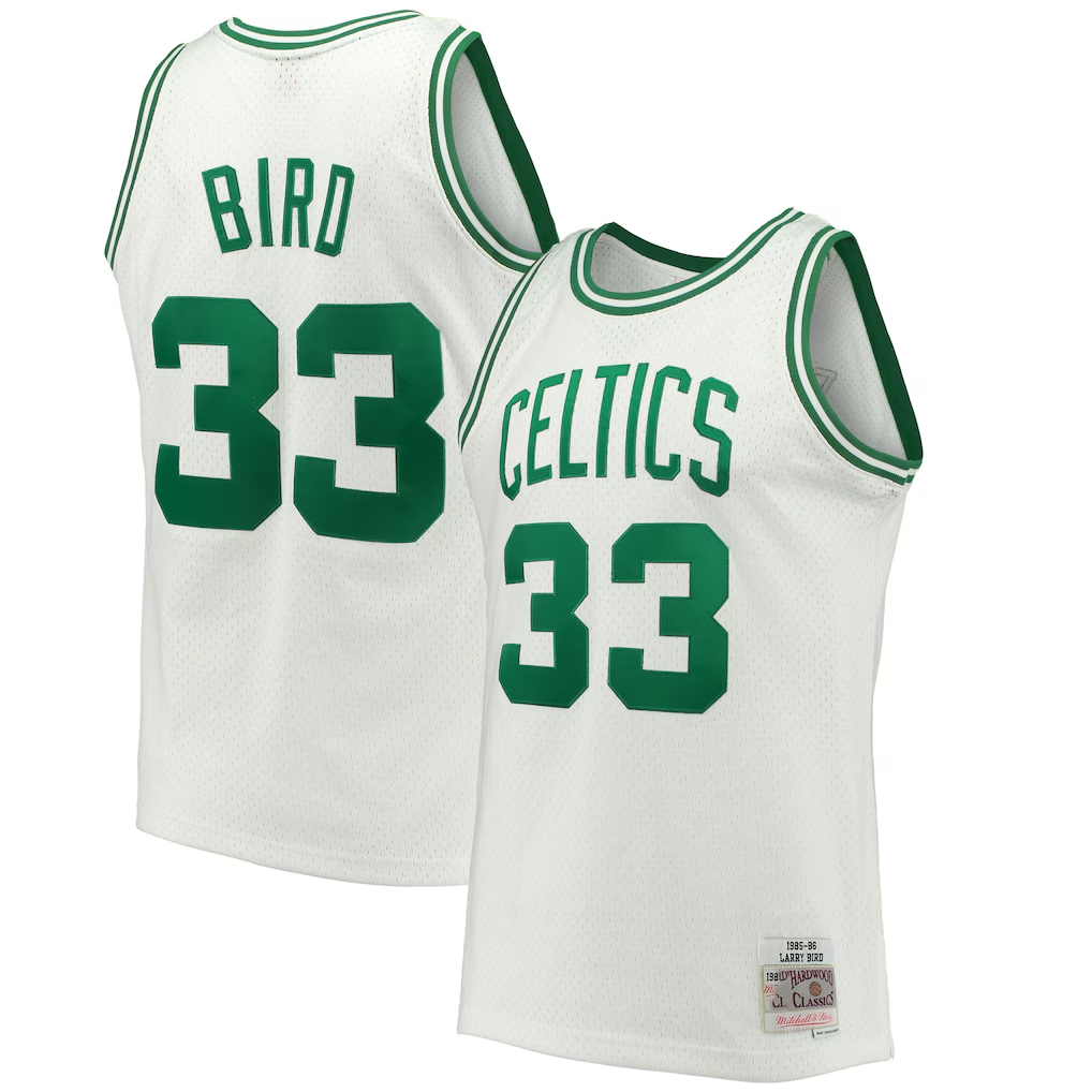 MATTH B.Celtics #33 Larry Bird Mitchell & Ness White Hardwood Classics 198586 Swingman Jerseys