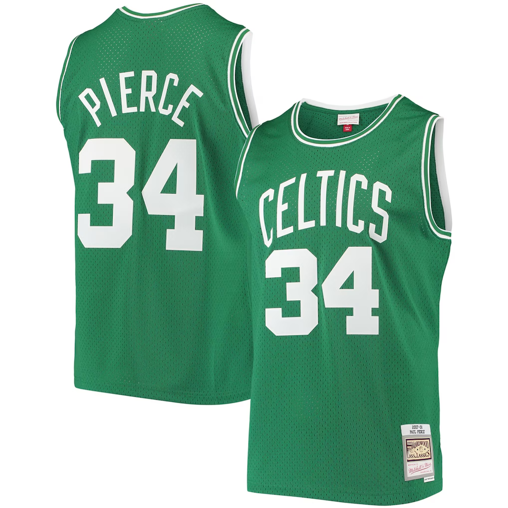 MATTH B.Celtics #34 Paul Pierce Mitchell & Ness Kelly Green Hardwood Classics Swingman Jerseys