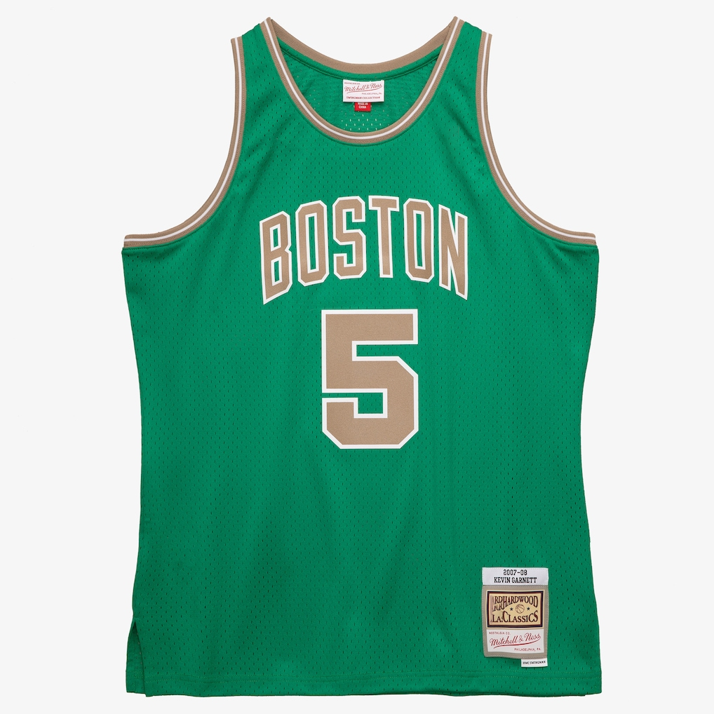 MATTH B.Celtics #5 Kevin Garnett Mitchell & Ness Kelly Green 2007-08 Hardwood Classics Swingman Jerseys