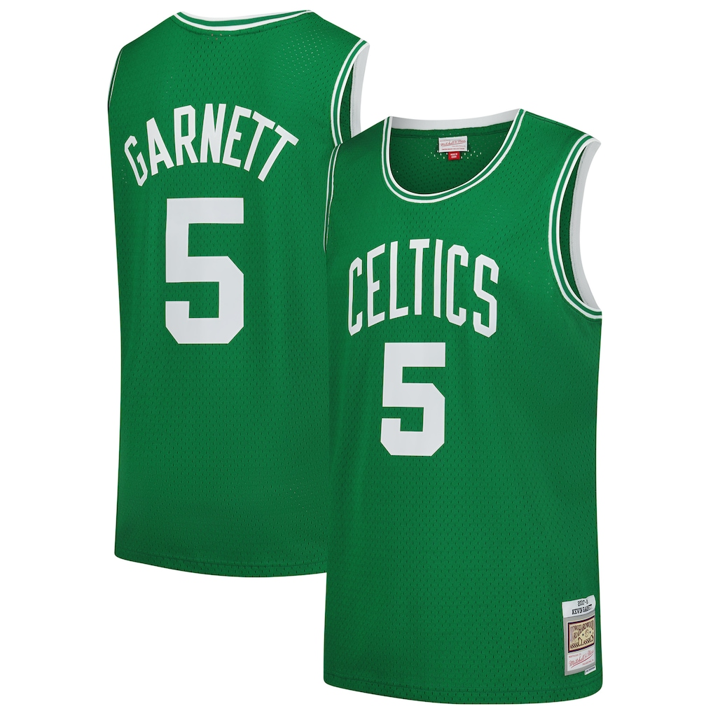 MATTH B.Celtics #5 Kevin Garnett Mitchell & Ness Kelly Green 200708 Hardwood Classics Swingman Jerseys