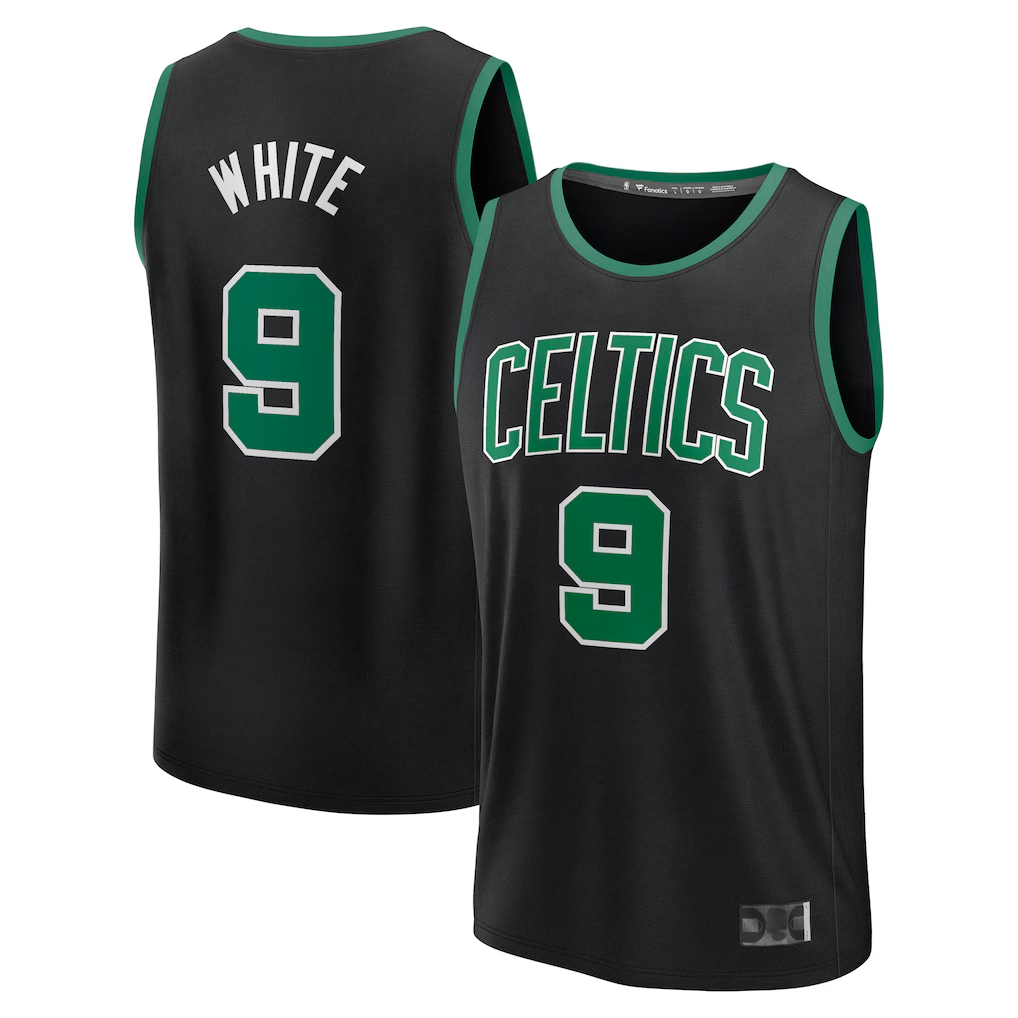 MATTH B.Celtics #9 Derrick White  Black Fast Break Replica Player Jerseys - Statement Edition