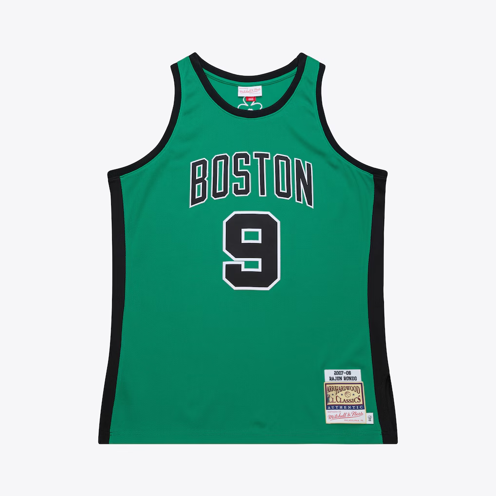 MATTH B.Celtics #9 Rajon Rondo Mitchell & Ness Kelly Green 2007-08 Hardwood Classics Authentic Jerseys