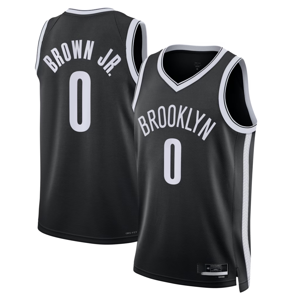 MATTH B.Nets #0 Mikel Brown Jr. Black Swingman Jerseys - Icon Edition