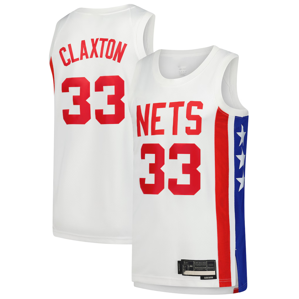 MATTH B.Nets #33 Nic Claxton White Swingman Jerseys - Classic Edition