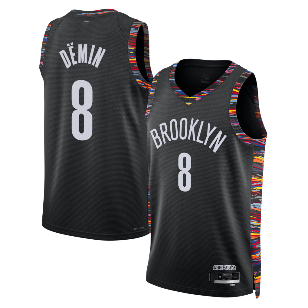 MATTH B.Nets #8 Egor D?min Black 202526 Swingman Jerseys - City Edition