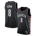 MATTH B.Nets #8 Egor D?min Black 202526 Swingman Jerseys - City Edition