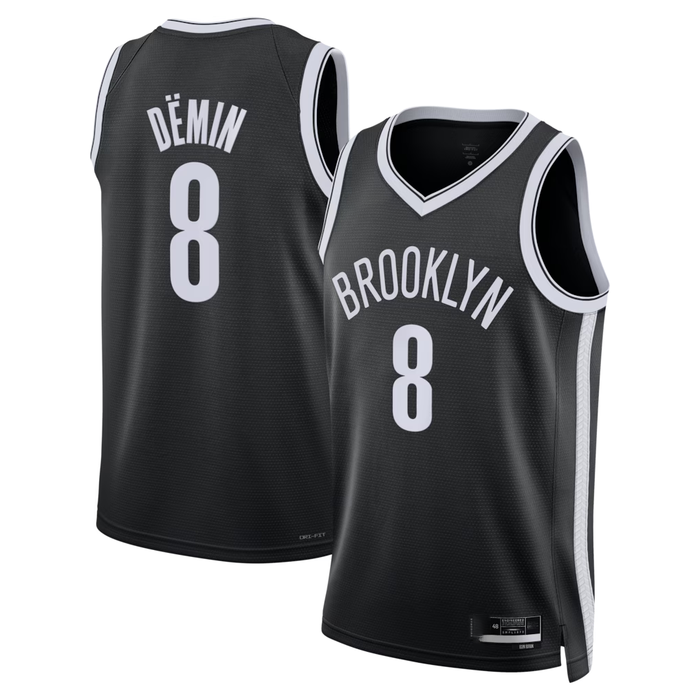 MATTH B.Nets #8 Egor D?min Black Swingman Jerseys - Icon Edition