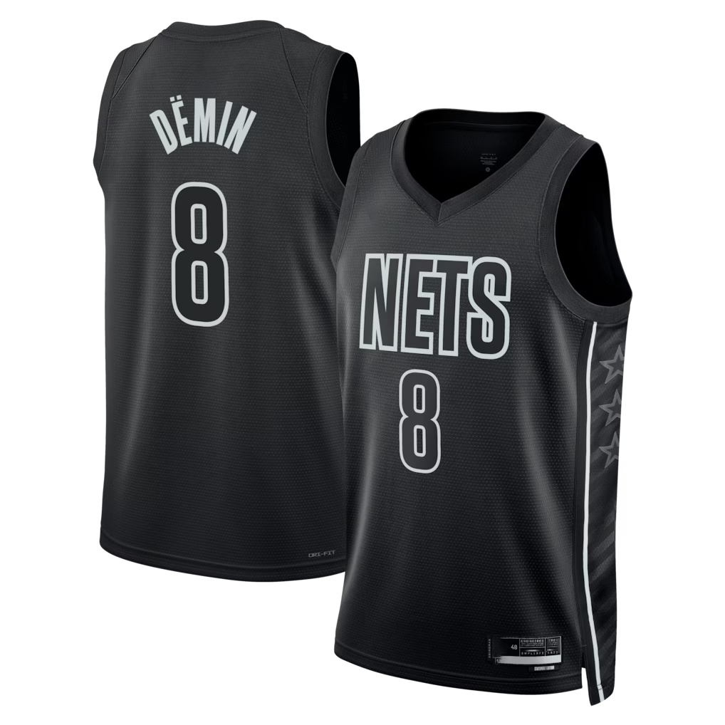 MATTH B.Nets #8 Egor D?min  Black Swingman Jerseys - Statement Edition