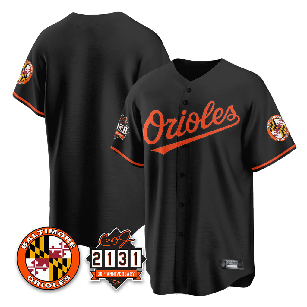 MATTH B.Orioles Black 30th Anniversary of 2131 Home Game Blank Player Stitched Jerseys
