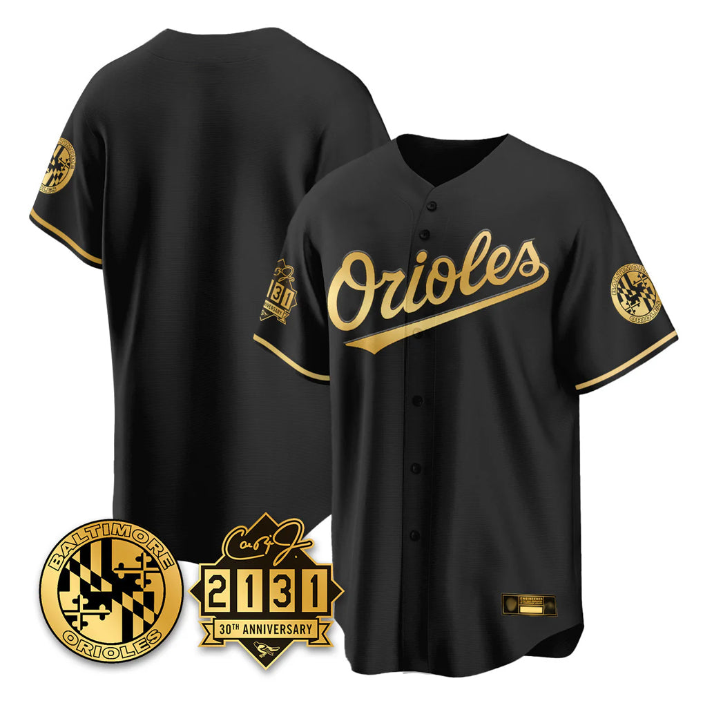 MATTH B.Orioles Black Gold 30th Anniversary of 2131 Home Game Blank Player Stitched Jerseys