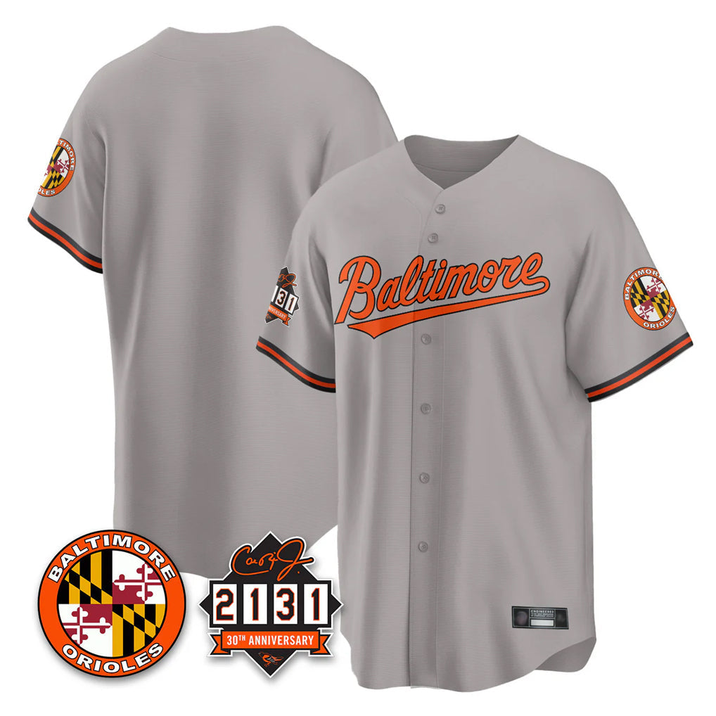 MATTH B.Orioles Gray 30th Anniversary of 2131 Home Game Blank Player Stitched Jerseys