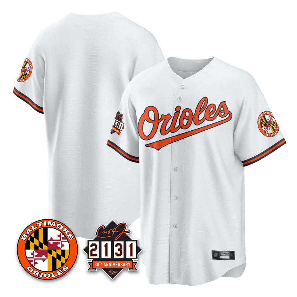 MATTH B.Orioles White 30th Anniversary of 2131 Home Game Blank Player Stitched Jerseys