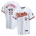 MATTH B.Orioles #11 Jordan Westburg Player White USA 250 Fourth of July Home Game Stitched Jerseys