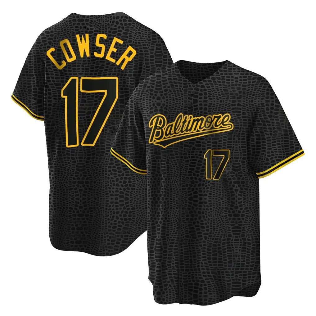 MATTH B.Orioles #17 Colton Cowser Player Black Snake Skin City Home Game Stitched Jerseys