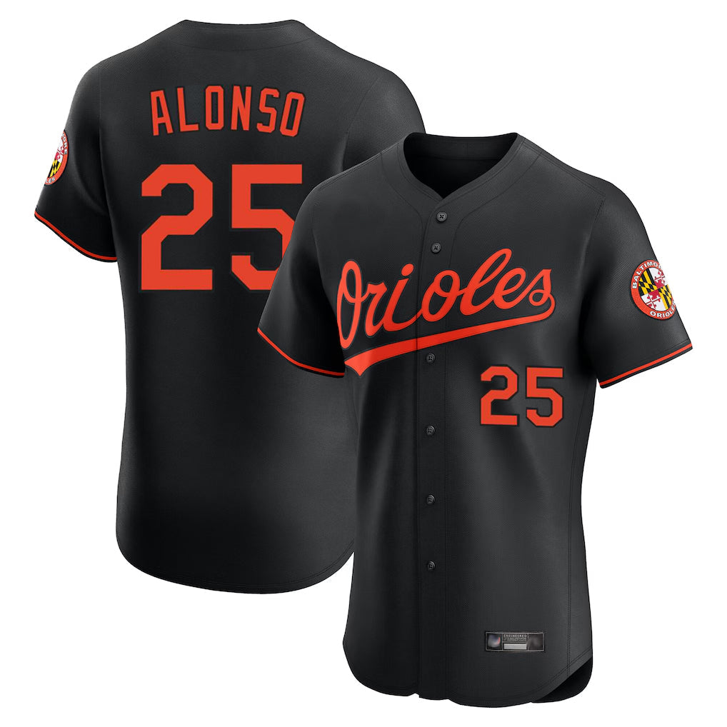 MATTH B.Orioles #25 Pete Alonso Player Black Limited Elite Home Game Stitched Jerseys