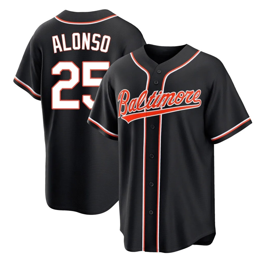 MATTH B.Orioles #25 Pete Alonso Player Black Out Home Game Stitched Jerseys
