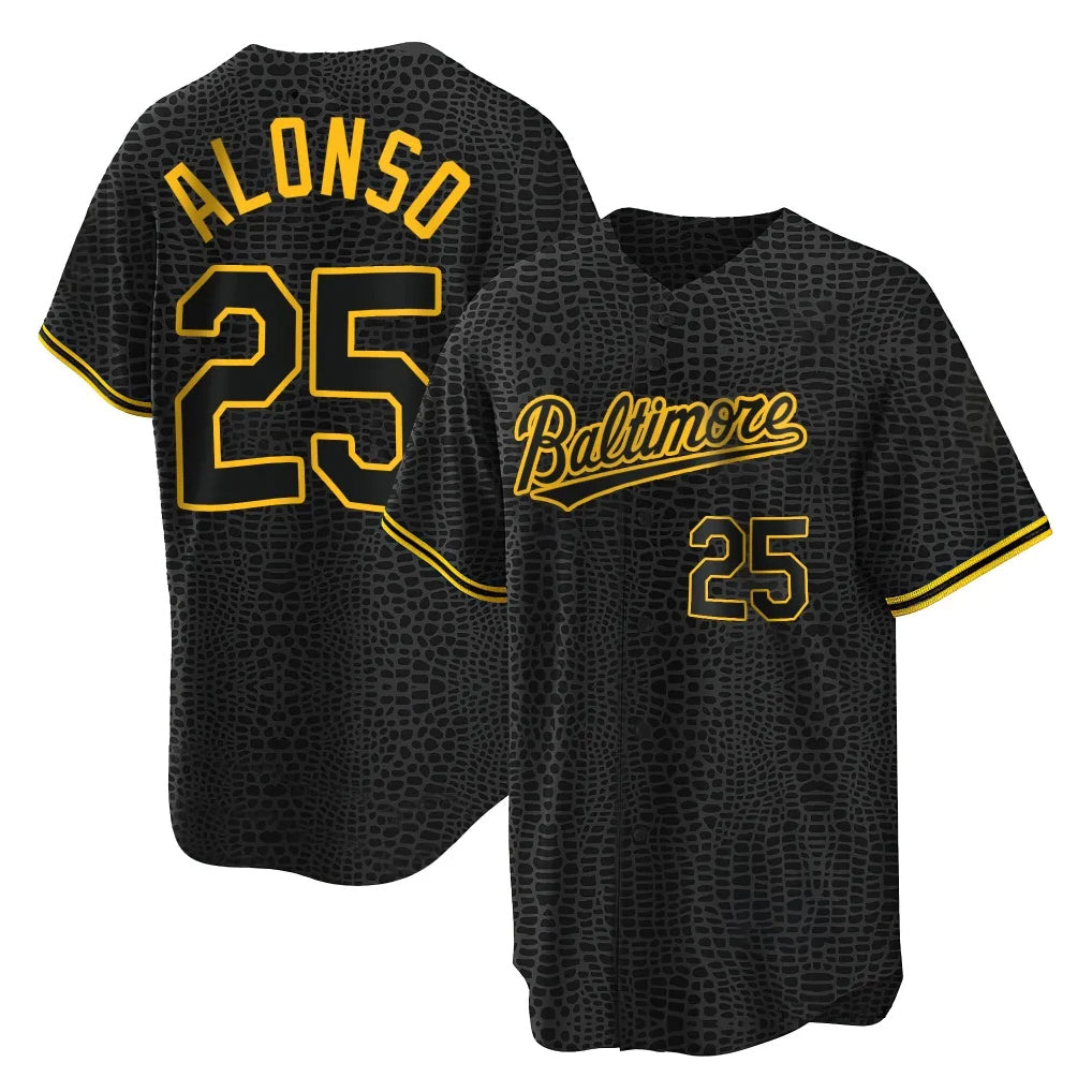 MATTH B.Orioles #25 Pete Alonso Player Black Snake Skin City Home Game Stitched Jerseys