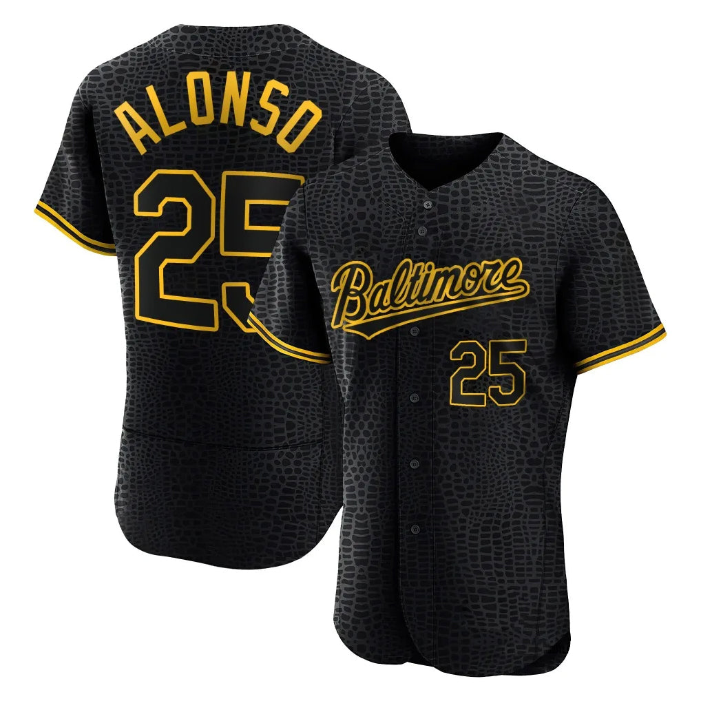 MATTH B.Orioles #25 Pete Alonso Player Black Snake Skin City Limited Elite Home Stitched Jerseys