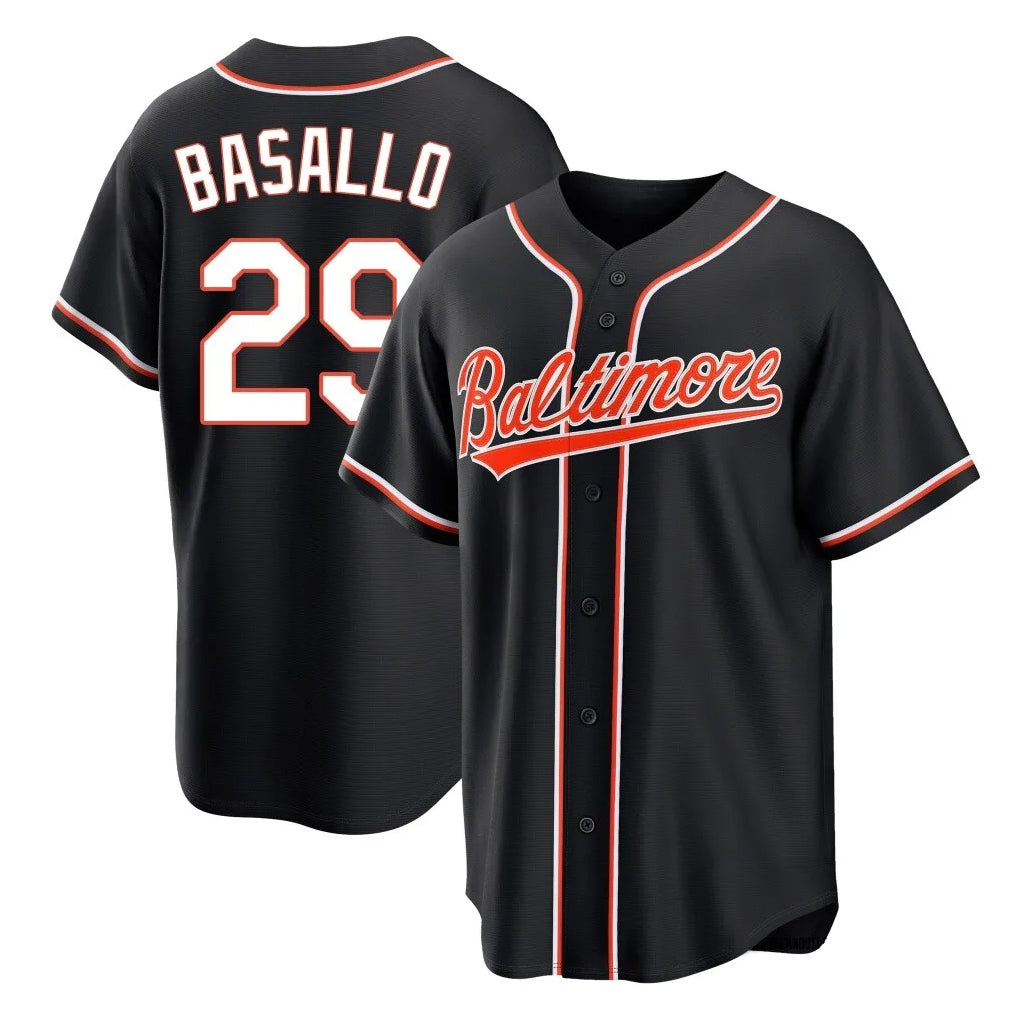 MATTH B.Orioles #29 Samuel Basallo Player Black Out Home Game Stitched Jerseys