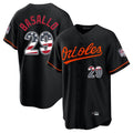 MATTH B.Orioles #29 Samuel Basallo Player Black USA 250 Fourth of July Home Game Stitched Jerseys