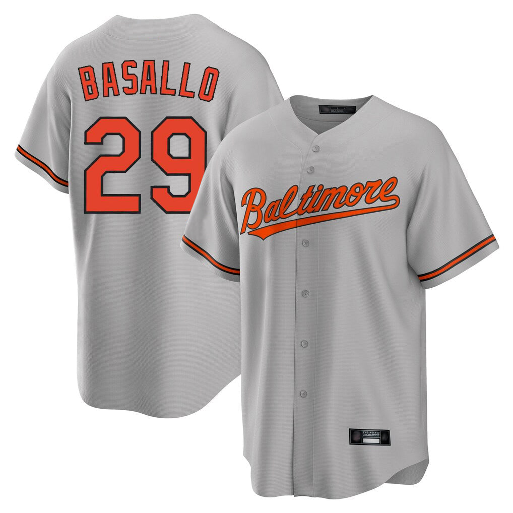 MATTH B.Orioles #29 Samuel Basallo Player Gray Home Game Stitched Jerseys
