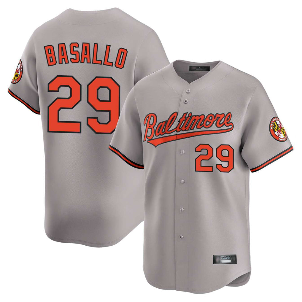 MATTH B.Orioles #29 Samuel Basallo Player Gray Limited Home Game Stitched Jerseys