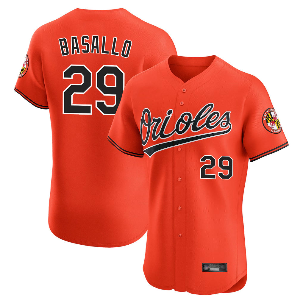 MATTH B.Orioles #29 Samuel Basallo Player Orange Limited Elite Home Game Stitched Jerseys