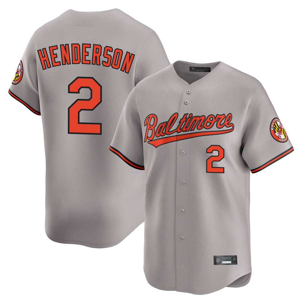 MATTH B.Orioles #2 Gunnar Henderson Player Gray Limited Home Game Stitched Jerseys