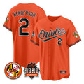 MATTH B.Orioles #2 Gunnar Henderson Player Orange 30th Anniversary of 2131 Home Game Stitched Jerseys