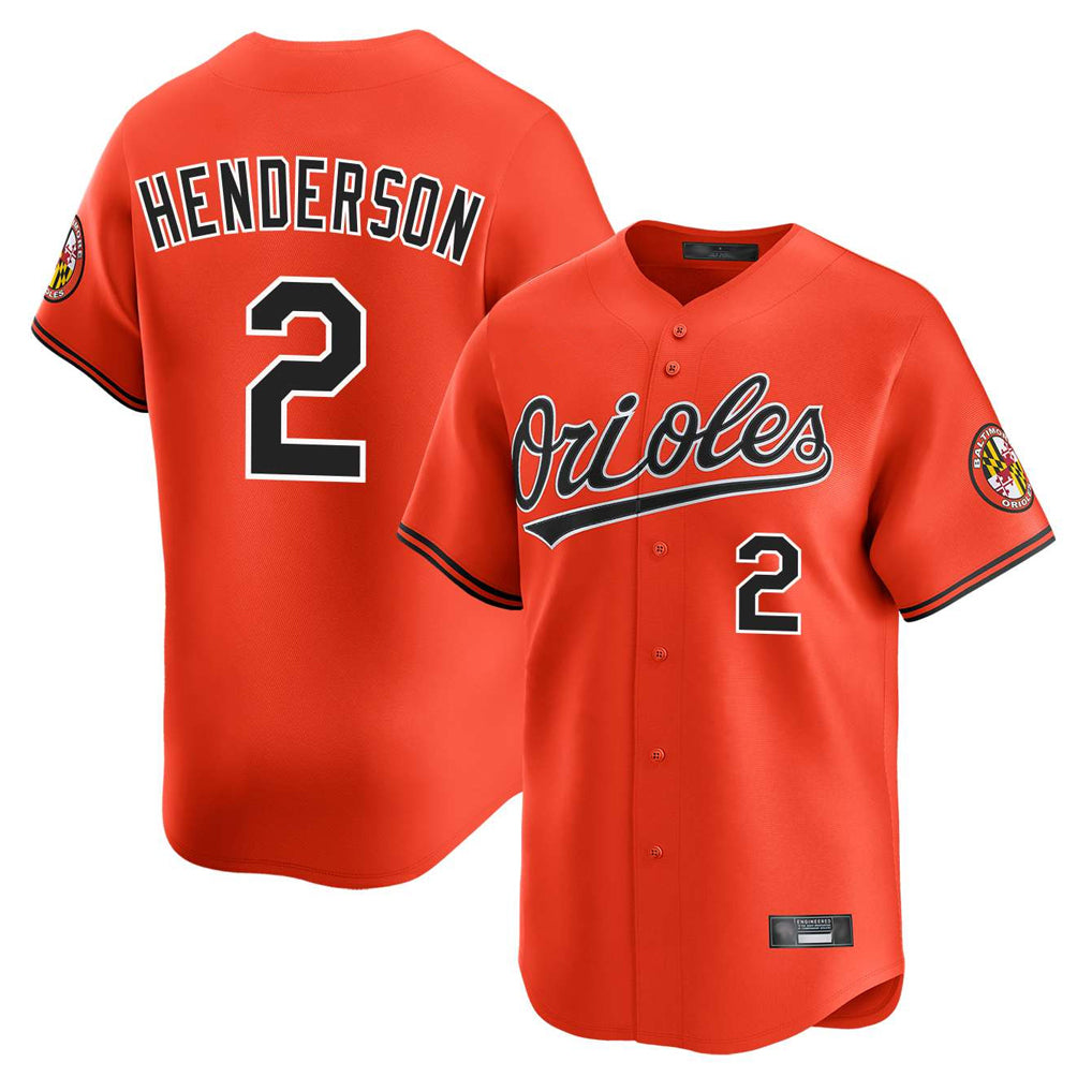 MATTH B.Orioles #2 Gunnar Henderson Player Orange Limited Home Game Stitched Jerseys
