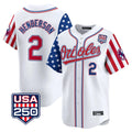 MATTH B.Orioles #2 Gunnar Henderson Player White USA 250 Independence Day Vapor Premier Home Game Stitched Jerseys