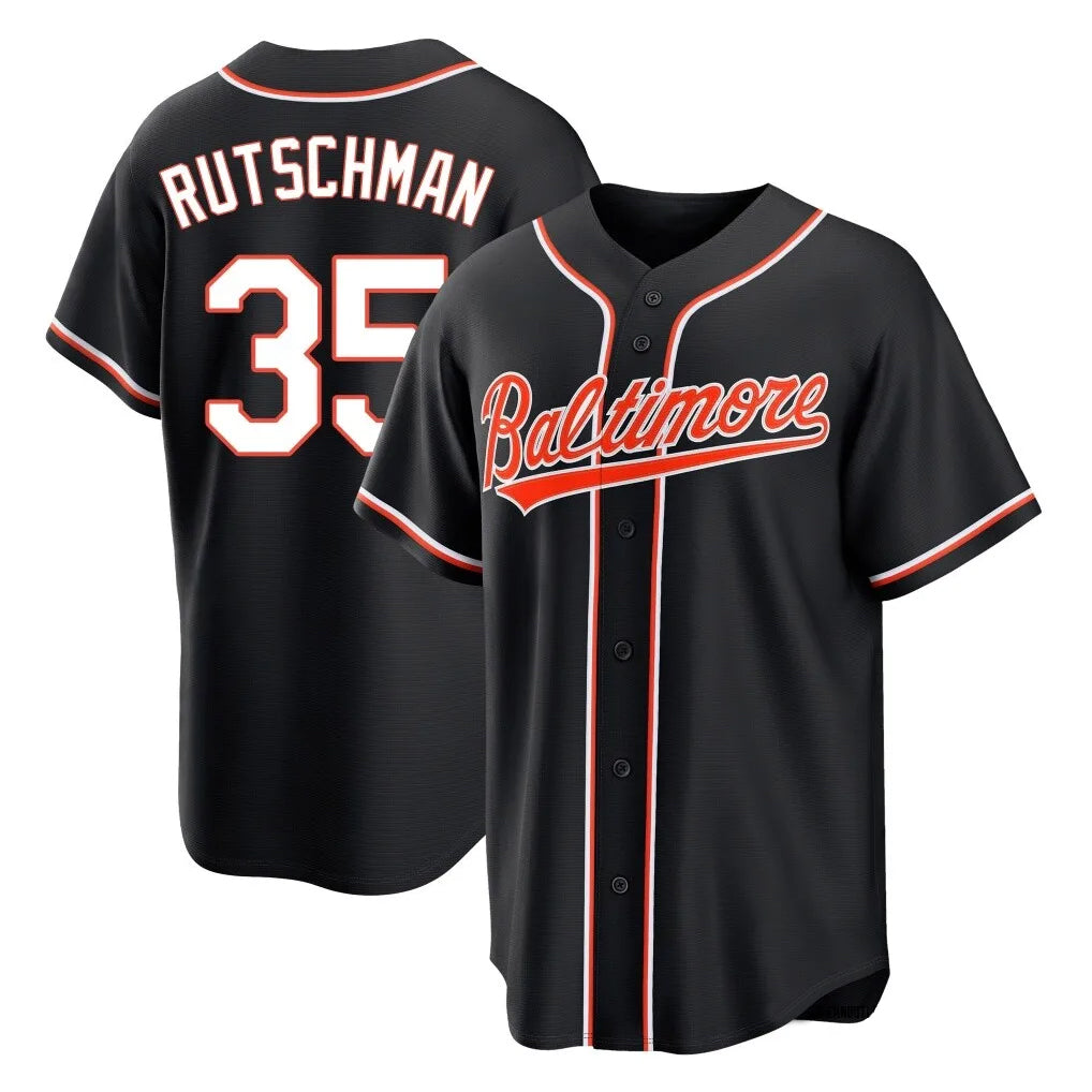 MATTH B.Orioles #35 Adley Rutschman Player Black Out Home Game Stitched Jerseys
