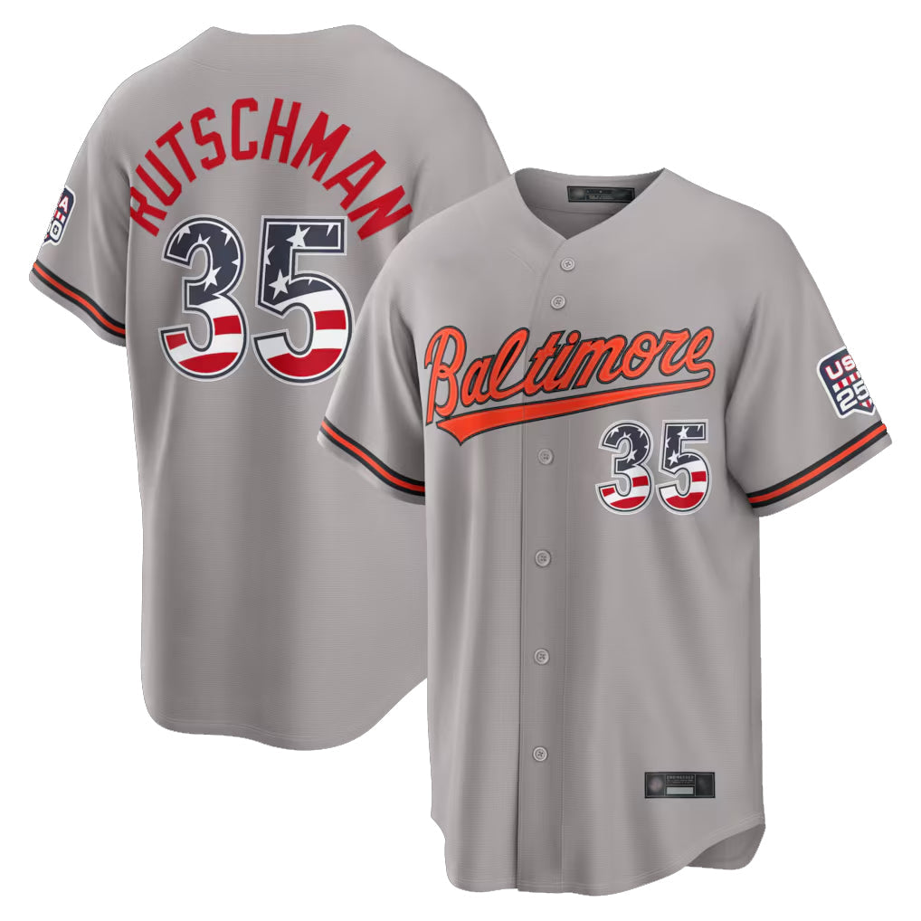 MATTH B.Orioles #35 Adley Rutschman Player Gray Home Game Stitched Jerseys