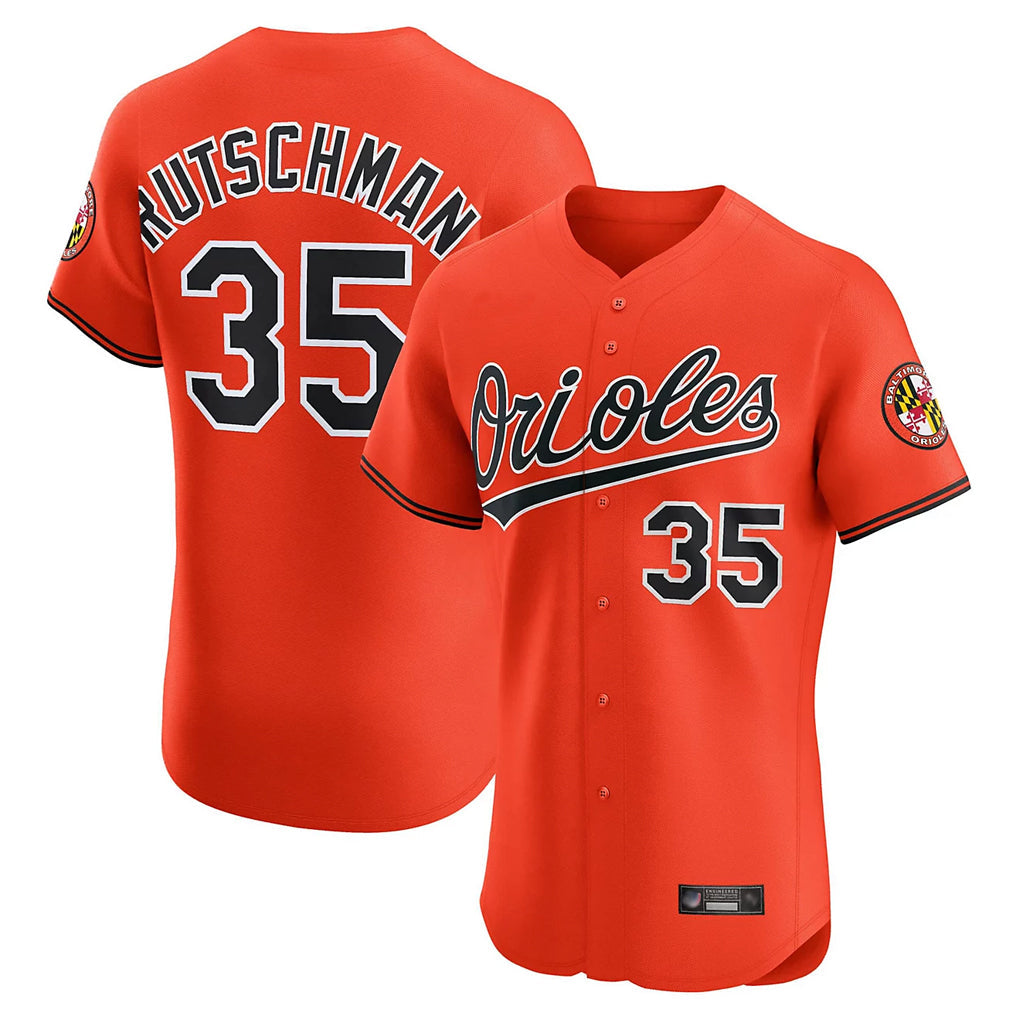 MATTH B.Orioles #35 Adley Rutschman Player Orange Limited Elite Home Game Stitched Jerseys