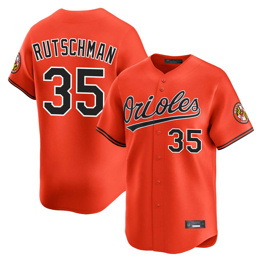 MATTH B.Orioles #35 Adley Rutschman Orange Limited Home Game Stitched Jerseys
