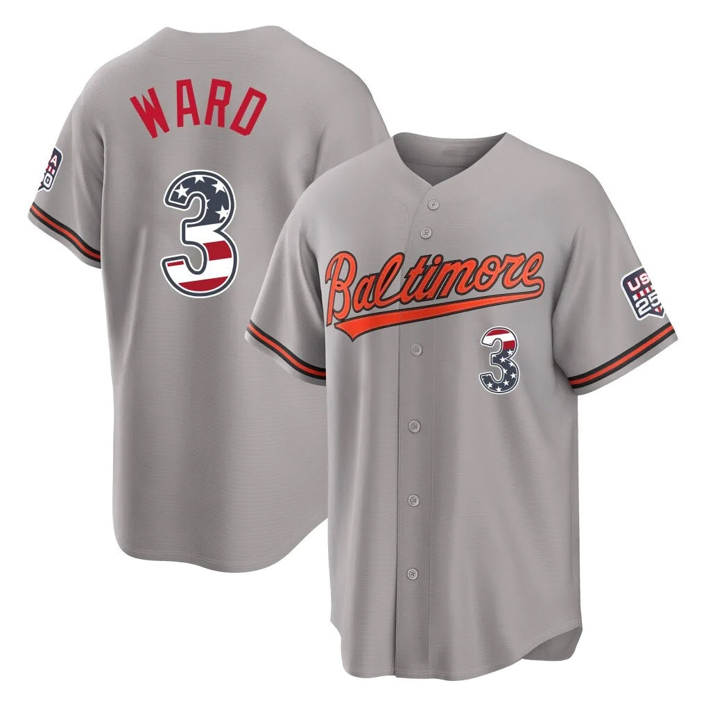 MATTH B.Orioles #3 Taylor Ward Player Gray USA 250 Fourth of July Home Game Stitched Jerseys