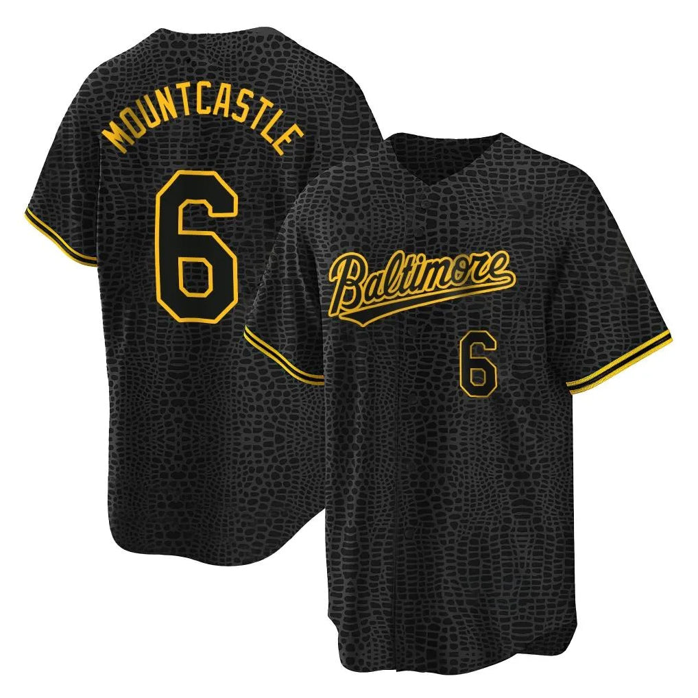 MATTH B.Orioles #6 Ryan Mountcastle Player Black Snake Skin City Home Game Stitched Jerseys