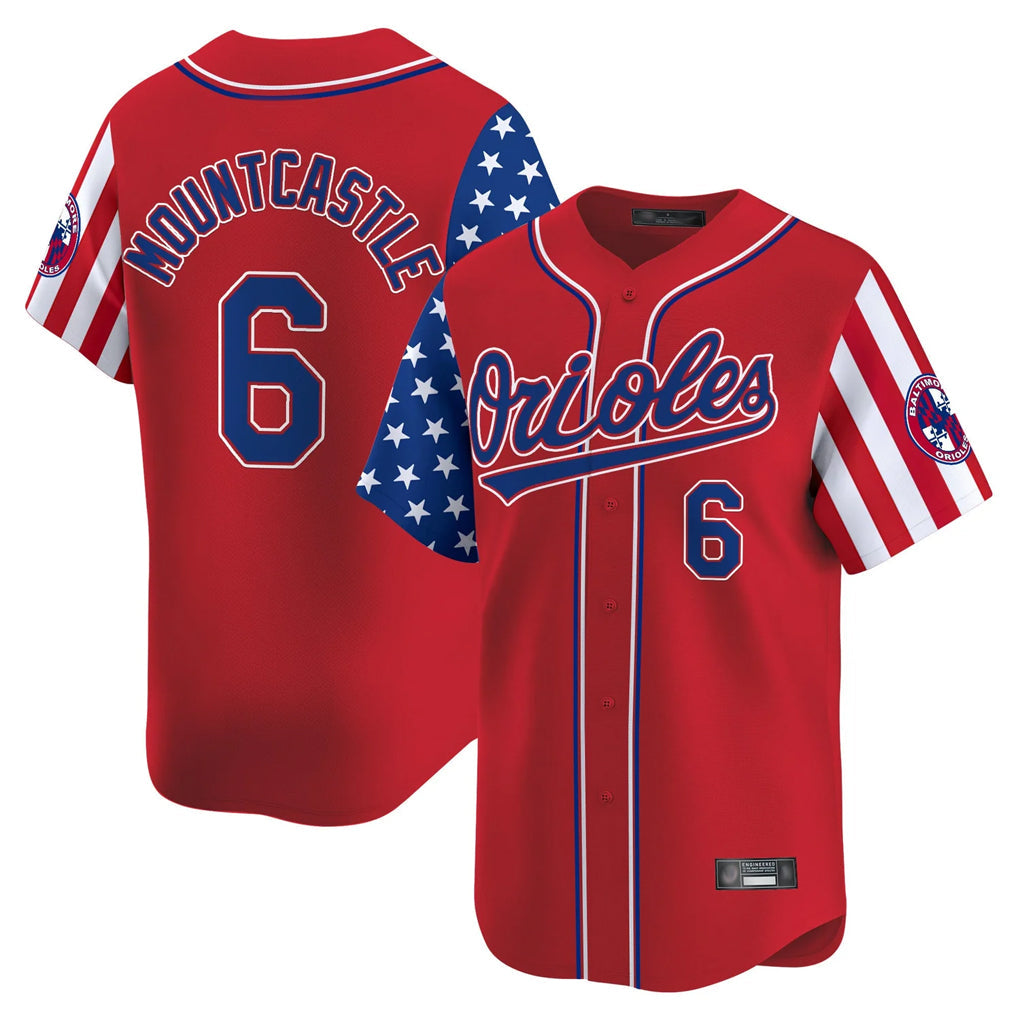 MATTH B.Orioles #6 Ryan Mountcastle Player Red Independence Day Vapor Premier Limited Home Game Stitched Jerseys