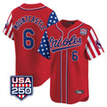 MATTH B.Orioles #6 Ryan Mountcastle Player Red USA 250 Independence Day Vapor Premier Limited Home Game Stitched Jerseys