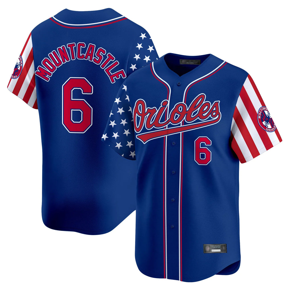 MATTH B.Orioles #6 Ryan Mountcastle Player Royal Independence Day Vapor Premier Limited Home Game Stitched Jerseys