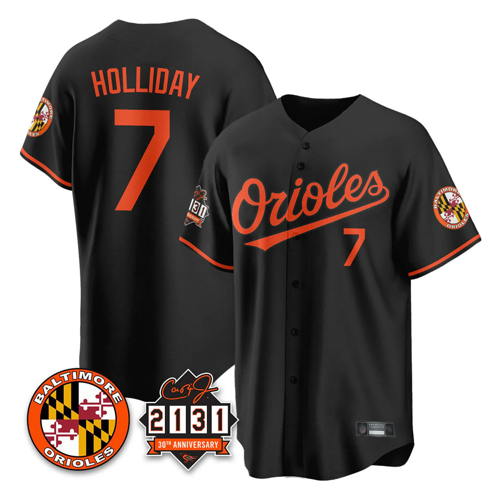 MATTH B.Orioles #7 Jackson Holliday Player Black 30th Anniversary of 2131 Home Game Stitched Jerseys