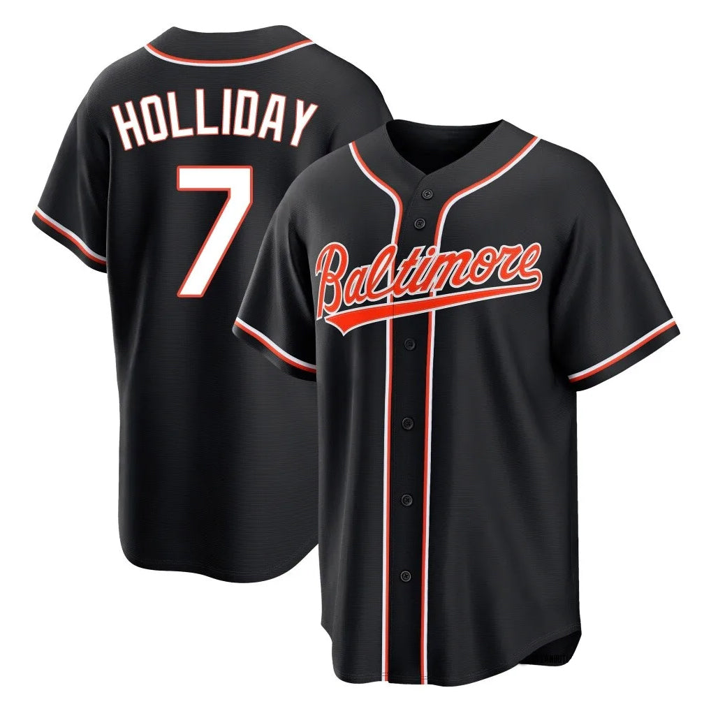 MATTH B.Orioles #7 Jackson Holliday Player Black Out Home Game Stitched Jerseys