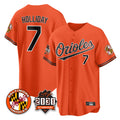 MATTH B.Orioles #7 Jackson Holliday Player Orange 30th Anniversary of 2131 Home Game Stitched Jerseys