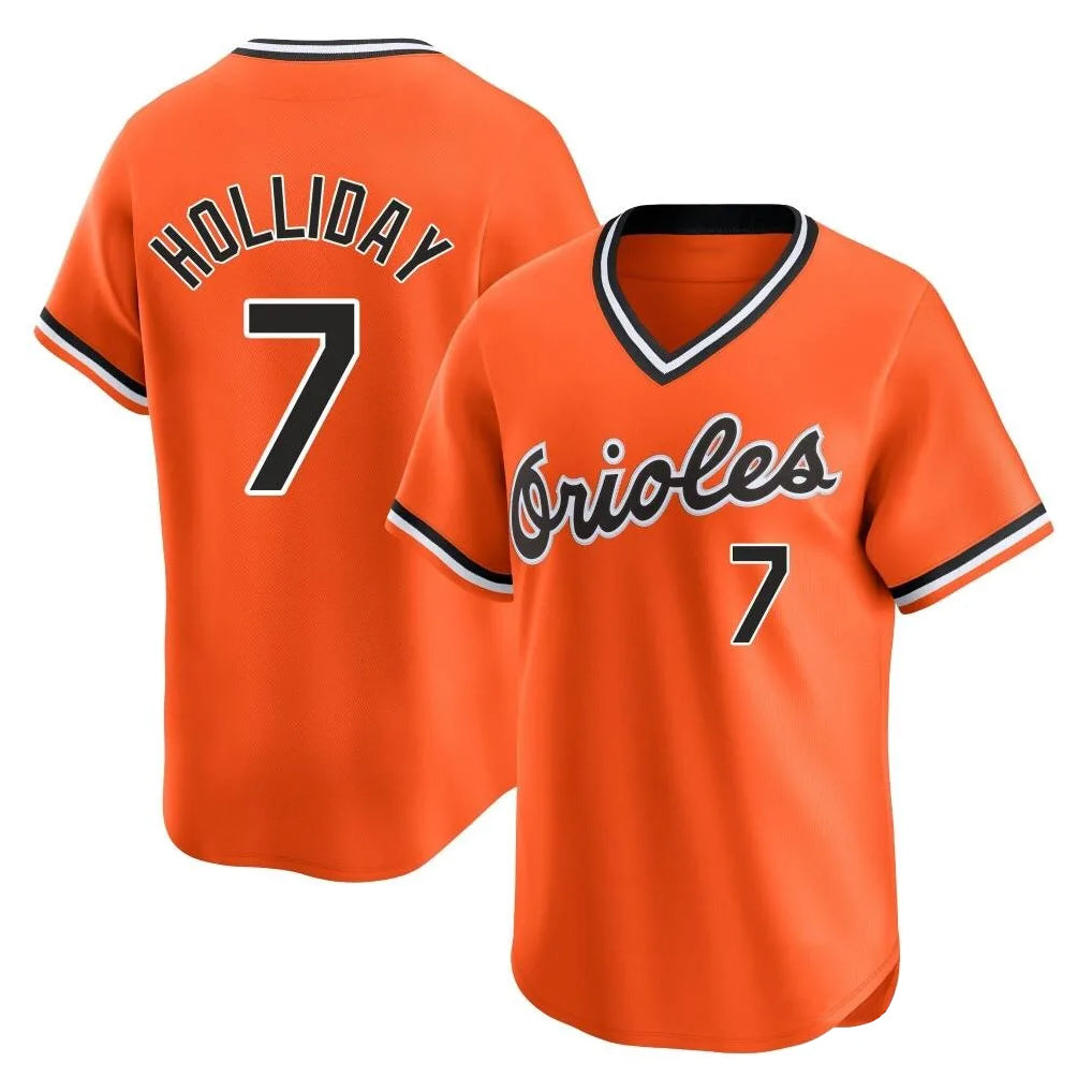 MATTH B.Orioles #7 Jackson Holliday Player Orange T-shirt Limited Home Game Stitched Jerseys