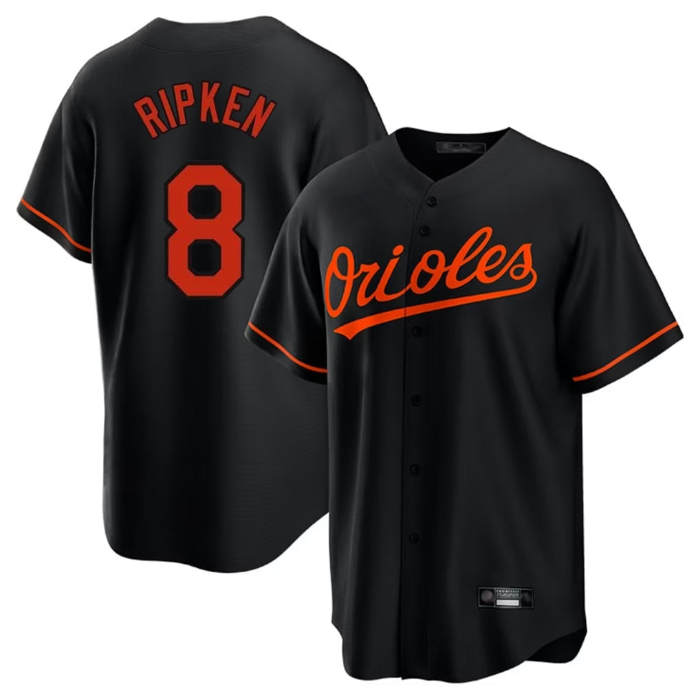 MATTH B.Orioles #8 Cal Ripken Player Black Home Game Stitched Jerseys
