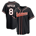 MATTH B.Orioles #8 Cal Ripken Player Black Out Home Game Stitched Jerseys
