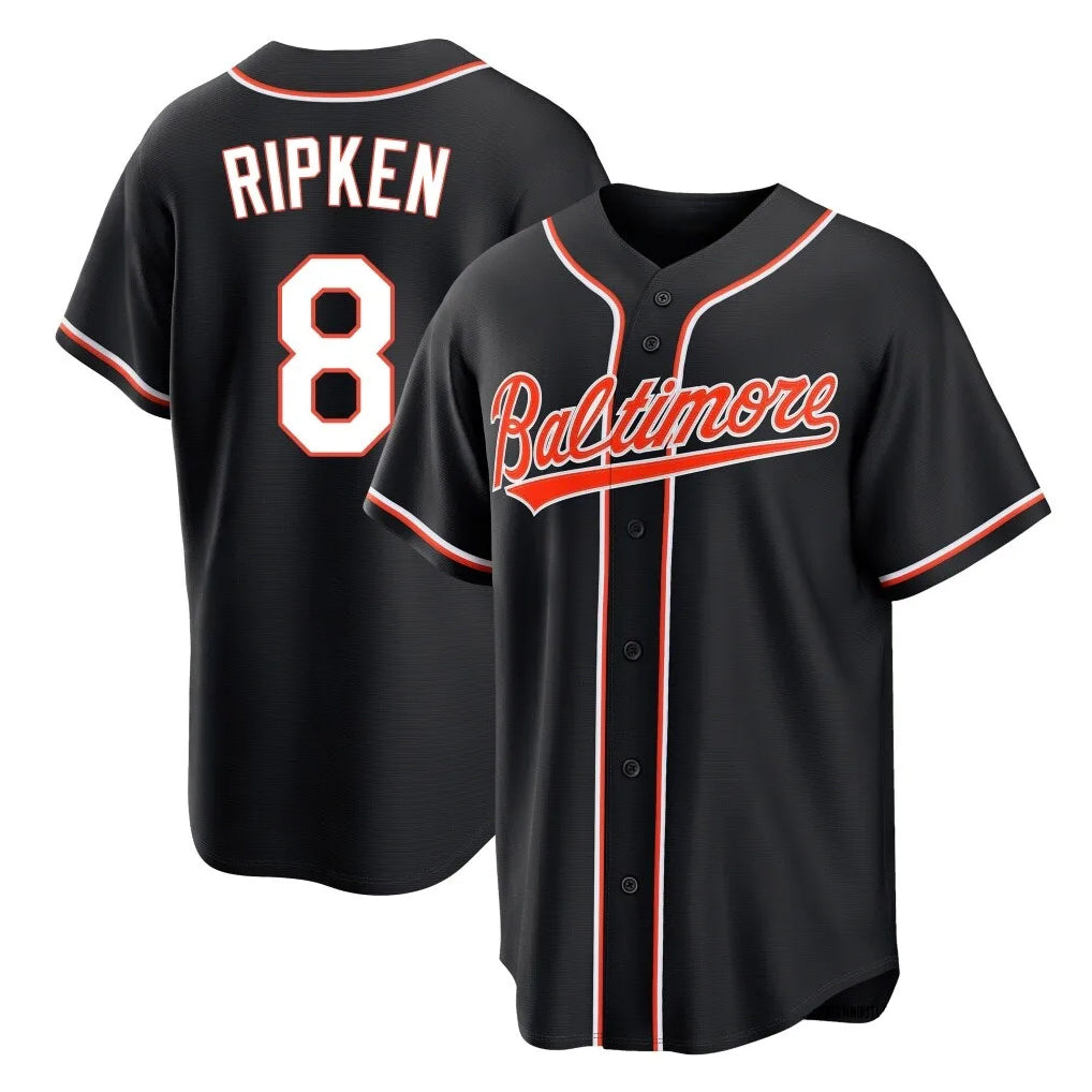 MATTH B.Orioles #8 Cal Ripken Player Black Out Home Game Stitched Jerseys