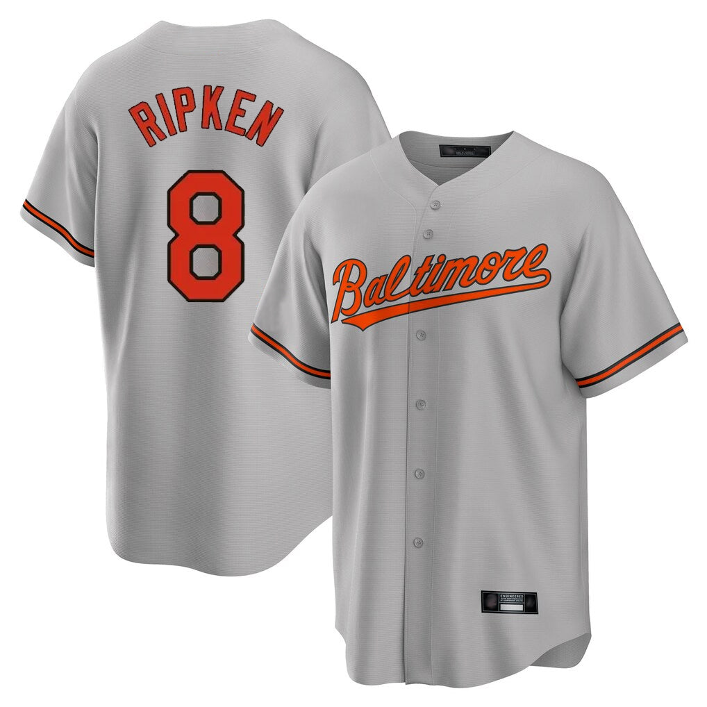 MATTH B.Orioles #8 Cal Ripken Player Gray Home Game Stitched Jerseys